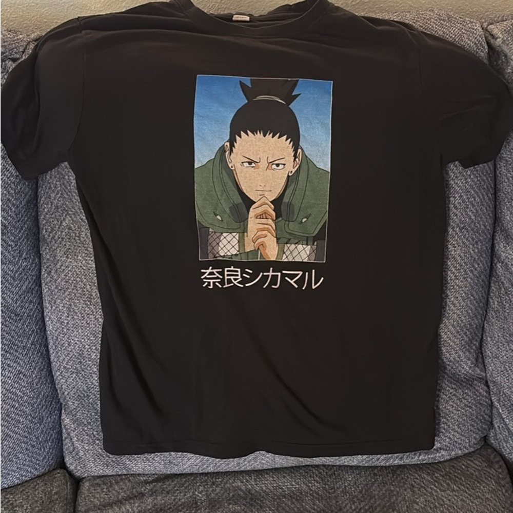 Black Graphic T-Shirt of Shikamaru from Naruto